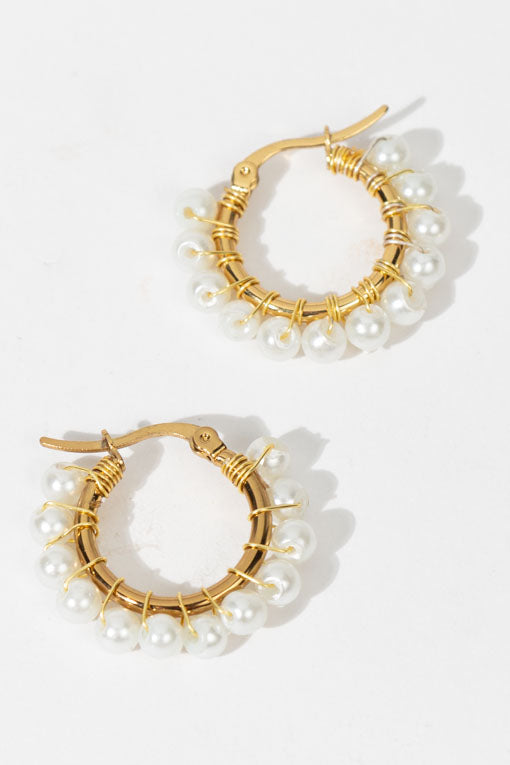 Arracada engarzada perlas