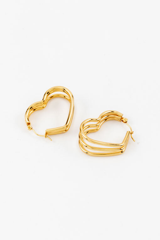 Arracada corazón triple