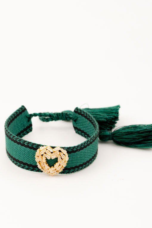 Pulsera corazón tela