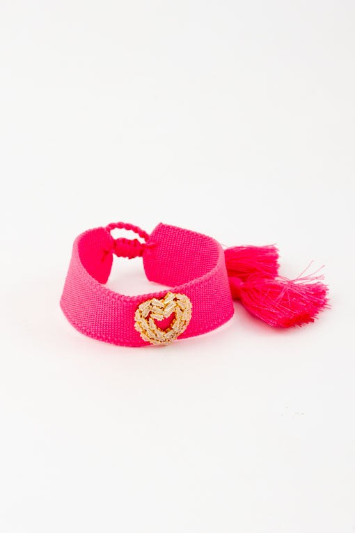 Pulsera corazón tela.